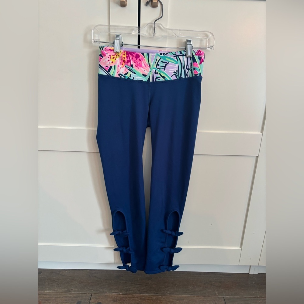 Lilly Pulitzer Luxletic Athletix Leggings with Pink Floral Waistband Size XS